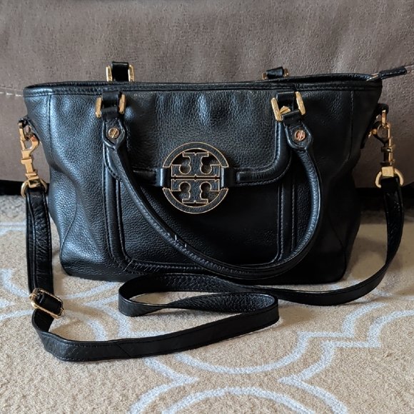 Tory Burch Handbags - Tory Burch Mini Amanda Crossbody Black/Gold GUC